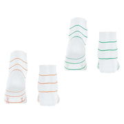 Esprit Fine Line 2 Pack Short Socks - White/Orange/Green