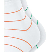 Esprit Fine Line 2 Pack Short Socks - White/Orange/Green