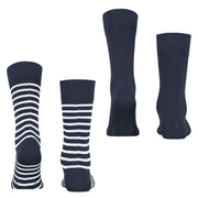 Esprit Fine Stripe 2 Pack Socks - Space Blue