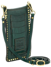 Campomaggi Portacellulare Stud Phone Holder Bag - Green Bottle/Red