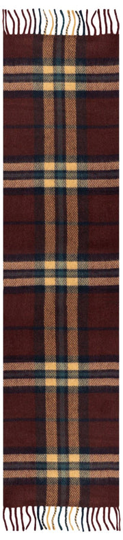 Dents Plaid Check Tassel Scarf - Merlot Red