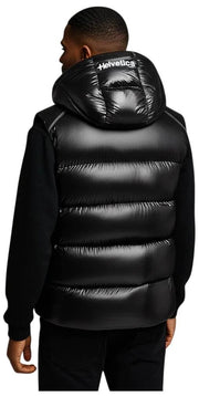 Helvetica Mountain Pioneers Space Sleeveless Hooded Jacket - Black