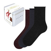 Falke Merry Christmas Happy 3 Pack Giftbox socks - Burgundy/Navy/Black