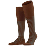 Falke Oxford Stripe Knee High Socks - Terracotta Brown