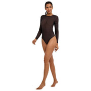 Falke Private Sheer Lines String Bodysuit - Black