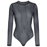 Falke Private Sheer Lines String Bodysuit - Black