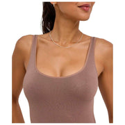 Falke Timeless Cotton Tank Brief Bodysuit - Milkshake Brown