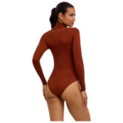 Falke Timeless Cotton Turtle-Neck Brief Bodysuit - Mink Brown