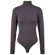 Falke Timeless Cotton Turtle-Neck String Bodysuit  - Iron Grey