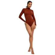 Falke Timeless Cotton Turtle-Neck String Bodysuit  - Mink Brown