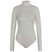Falke Timeless Cotton Turtle-Neck String Bodysuit  - Pearl White