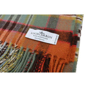 Locharron of Scotland Borders Dundee Old Weathered Lambswool Blanket - Orange/Green