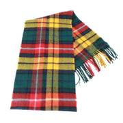 Locharron of Scotland Bowhill Buchanan Modern Lambswool Tartan Scarf - Yellow/Green/Red/White