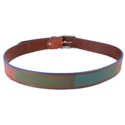 Miguel Bellido Sports Print Leather Belt - Brown/Navy