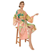 Powder Delicate Tropical Kimono Gown - Candy Pink