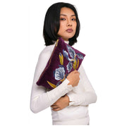 Powder Embroidered Velvet Iris Zip Pouch - Purple