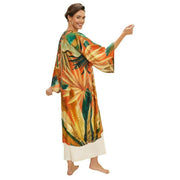 Powder Painted Palms Kimono Gown - Tangerine