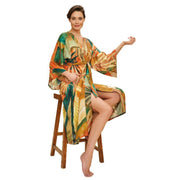 Powder Painted Palms Kimono Gown - Tangerine