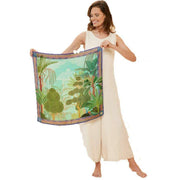 Powder Tasselled Silk Secret Paradise Scarf - Aqua Green