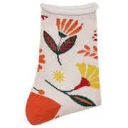 Powder Water Colour Flowers Ankle Socks - Cream