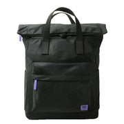 Roka Canfield B Medium All Black Recycled Nylon Backpack - Black/Simple Purple