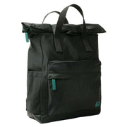 Roka Canfield B Medium All Black Recycled Nylon Backpack - Black/Teal