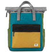 Roka Canfield B Medium Creative Waste Colour Block Recycled Nylon Backpack - Blue/Grey/Yellow