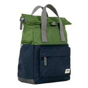 Roka Canfield B Small Creative Waste Two Tone Recycled Nylon Backpack - Midnight Blue/Avocado Green