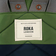 Roka Canfield B Small Creative Waste Two Tone Recycled Nylon Backpack - Midnight Blue/Avocado Green