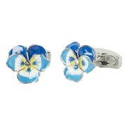 Simon Carter English Country Garden Pansy Cufflinks - Blue/Silver