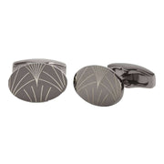 Simon Carter Fan Print Cufflinks - Gunmetal Grey