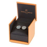 Simon Carter Mother of Pearl Lattice Cufflinks - Gunmetal Grey/White