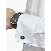 Simon Carter Oval Eye Cufflinks - Navy/Silver