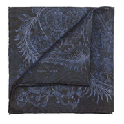 Simon Carter Paisley Night Silk Pocket Square - Navy