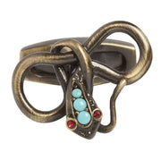 Simon Carter Victoriana Snake Cufflinks - Brass Gold/Turquoise