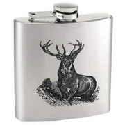 Sophos 6oz Stag Hip Flask - Silver