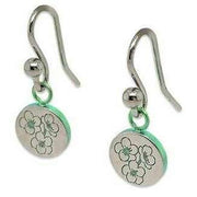 Ti2 Titanium Cherry Blossom Drop Earrings - Green