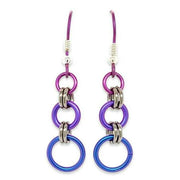 Ti2 Titanium Triple Beam Drop Earrings - Pink