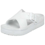 Totes SOLBOUNCE Bounce Cross Front Buckle Sandals - White