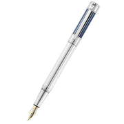 Waldmann Pens Commander 23 18ct Gold Nib Fountain Pen - Silver/Metallic Midnight Blue