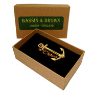 Bassin and Brown Anchor Tie Bar - Gold