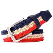 Bassin and Brown Arrow Chevron Woven Belt - Red/Beige/Navy