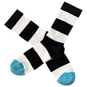 Bassin and Brown Block Stripe Socks - Black/White/Blue