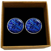 Bassin and Brown Circuit Board Cufflinks - Blue