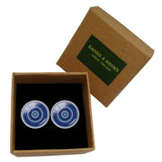 Bassin and Brown Concentric Circles Cufflinks - Blue/White