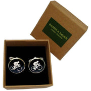 Bassin and Brown Cycling Cufflinks - Black/White