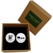 Bassin and Brown Elephant Cufflinks - White/Black