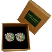 Bassin and Brown Flamingo Cufflinks - Pink/Green/White