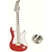 Bassin and Brown Guitar Lapel Pin - Red/White