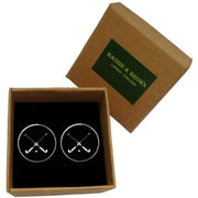 Bassin and Brown Hockey Sticks Cufflinks - Black/White